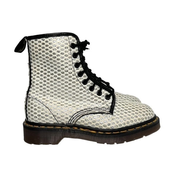 Dr Martens Sparkle Oval Pattern Combat Boots Size US 6 RARE - Picture 1 of 13